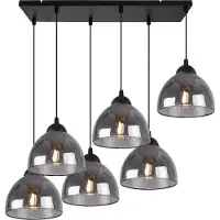Light11 HOME Venice Hängelampe 6 Flache Graphit-Lampenschirme E27