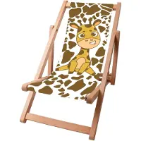 Dreamroots Kinder Liegestuhl klappbar Holz, Buchenholz bis zu 130 kg, Sonnenliege klappbar mit 3-stufiger Neigungsregulierung der Rückenleh, Giraffina