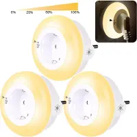 Rosikey 3 Stück LED Nachtlicht Steckdose Dimmbar Dämmerungssensor,Nachtlampe Auto/An/Aus Touch Schlafzimmer Wohnzimmer Flur Keller Treppe,Warmweiß