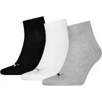 Puma Kurzsocken "Socken Quarter Plain 3P 3er Pack", Damen, Gr. 35-38, bunt (grau, schwarz, weiß), Obermaterial: 68% Baumwolle CO. 18% Polyamid PA. 12% Polyester PES. 2% Elasthan EL., Socken Kurzsocken