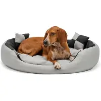 Lionto Hundebett, stilvolles 4-in-1 Hundekörbchen, wasserabweisend, kratzfest & pflegeleicht, 85x70 cm, grau/schwarz