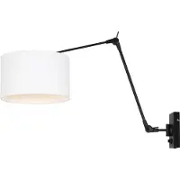 Steinhauer Wandleuchte Prestige Chic 1-flammig Matt Schwarz / Leinen weiß 80x30cm