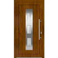 Haustuerenland.de Kunststoff Haustür nach Maß "AMAYA" 71 mm Golden Oak holzähnlich beidseitig innen öffnend DIN rechts