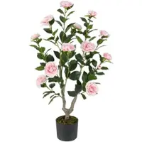 Costway Kunstbaum mit 16 Blüten und 116 Blättern Rosa 90 cm