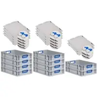 Proregal Spar Set 10x Eurobox Nextgen Color Mit Scharnierdeckel & Schiebeschnappverschlüssen HxBxT 12 x 40 x 60 cm Griffe Blau Offen Glatter Boden