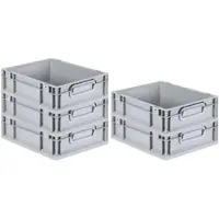 Proregal 5x Eurobox NextGen Grip | HxBxT 12x30x40cm | 11 Liter | Griffe geschlossen | Glatter Boden | Eurobehälter