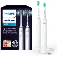 Philips 3000 series 3100 series HX3675/13 2x Elektrische Schallzahnbürsten - Weiß, Erwachsener, Schallzahnbürste, Tägliche Pflege, 31000 Bewegungen pro Minute, Weiß, Weiß
