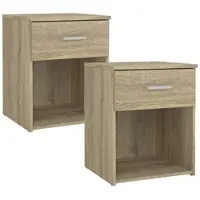 Wellhome - Set aus 2 Duero-Nachttischen mit 1 Schublade aus Eichenholzstruktur 37,6 x 35,95 x 47,5 cm