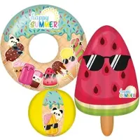 Happy People Happy Summer 3er Strandset - Wasserball, Schwimmring & Luftmatratze