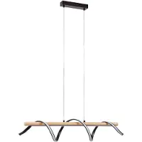 LINDBY LED-Hängeleuchte Spiraali, schwarz, Holz, Länge 95 cm