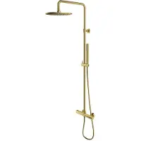 Omnires y - doucheset met thermostaat, diameter 25 cm, geborsteld messing