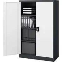Jan Nowak Aktenschrank Abschließbar KEVIN mit Flügeltüren 140 x 90 x 40 cm Anthrazit-Weiß