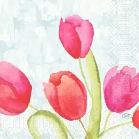 Duni Servietten 33 cm 3-lagig 1/4-Falz Painted Tulips Papierservietten | Packung (50 Stück)