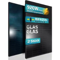 SUNNIVA Solarmodul 2x 460 W FULL BLACK Bifazial Glas/Glas PV Modul Solarpanel - PMax 920W (2x460W) Bifacial N-Type, für Balkonkraftwerk oder PV Solar
