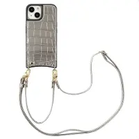 Selencia Apple iPhone 15 Hülle - Kunstleder - - Backcover/Hülle mit Band/Hard Case - Silber