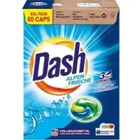 Dash Waschmittel Alpenfrische, 3-fach Formel, Vollwaschmittel, Caps, mikroplastikfrei, 1,49 kg, Waschladungen 60
