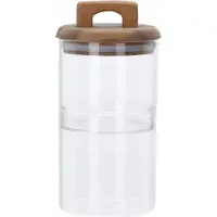 Excellent houseware Glasbehälter mit Holzdeckel und Silikondichtung zur Lebensmittelaufbewahrung