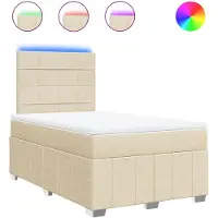 Syfax Boxspringbett mit Matratze Creme 120x200 cm Stoff