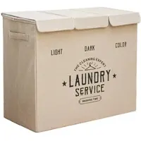 Dune Design DuneDesign Wäschekorb 84 Liter mit Deckel und 3 Fächern in Beige