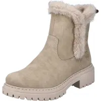 Rieker Damen Winterboot Stiefelette Reißverschluss Warmfutter Ziernaht kuscheliges Schaftende 72682, Größe:37 EU, Farbe:Beige