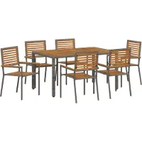 vidaXL Garten Essgruppe 7 Stk. Grau und Braun Poly-Rattan
