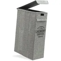 Dune Design DuneDesign 50 Liter Wäschekorb mit Deckel 20 x 40 x 60 cm Grau mit Aufdruck