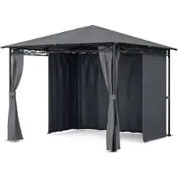 Blumfeldt Mondo - Pergola Partyzelt Gartenzelt Gazebo, Größe: 2,95 x 2,6 x 2,95 m (BxHxT), 4 Seitenteile, EasyMount Concept, Witterungsschutz: UV / Wind / Regen, dunkelgrau