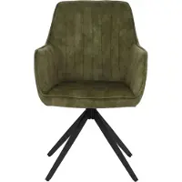Mendler 2er-Set Esszimmerstuhl MCW-L79, Küchenstuhl Armlehne drehbar Auto-Return Samt 440g/m² Wildleder-Optik olivgrün