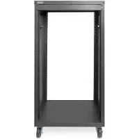 Digitus Universal 19-Zoll Equipment Rack mit Rollen, 21HE, Freistehendes Gestell, 21U, 136 kg, Lenkrollen, 17,2 kg, Schwarz