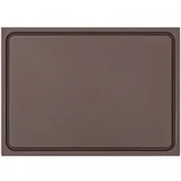Morleos Muvell Schneidebrett Kunststoff HDPE500 | Braun 45x30x2 cm | Schneidbrett | Gastro Profi HACCP gegartes Fleisch Küchenbrett | 1 Seite mit Saftrinne |