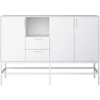 Ebuy24 Ravn Sideboard 3 Türen und 2 Schubladen, weisslackiert, Metallgestell weiss.