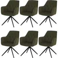 Mendler 6er-Set Esszimmerstuhl MCW-L80, Küchenstuhl Polsterstuhl Stuhl mit Armlehne, drehbar, Metall Stoff/Textil grün