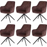 Mendler 6er-Set Esszimmerstuhl MCW-L79, Küchenstuhl Armlehne drehbar Auto-Return Samt 440g/m² Wildleder-Optik terrakotta-braun