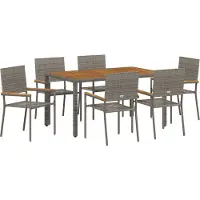 vidaXL Garten Essgruppe 7 Stk. Grau Poly-Rattan
