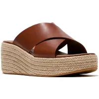 Original Brands FitFlop Platfforms Espadrille Leather Wedge Cross Slides BRAUN 42