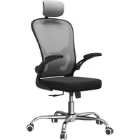 Top E Shop Topeshop FOTEL DORY SZARY, Gepolsterter Sitz, Netz-Rückenlehne, Schwarz, Grau, Stoff, Netz