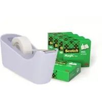 3M ScotchTM Klebeband-Abroller C18, Lila + Scotch MagicTM Unsichtbares Klebeband, 19 mm x 33 m, 6 Rollen/Packung | Packung (1 Stück)