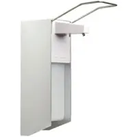 MCD Medical Care Dental GmbH NITRAS Desinfektionsmittelspender mit Armhebel, Aluminium / Kunststoff, silber / weiß, inkl. Wandbefestigungsmaterial, für 1000 ml Flaschen | Packung (1 Stück)