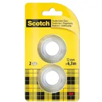 3M Scotch doppelseitiges Klebeband, Nachfüllpackung, 2 Rollen, 12 mm x 6,3 m | Packung (1 Stück)