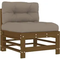 vidaXL Mittelsofa mit Kissen Honigbraun Massivholz Kiefer