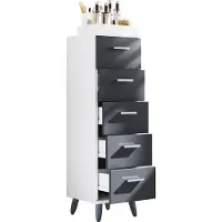 VCM Badmöbel Midischrank | Badschrank | Maße: H. 100 x B. 30 x T. 30 cm | Kommode | 5 Schubladen - Landos M
