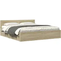 vidaXL Bettgestell mit Kopfteil Sonoma-Eiche 180x200 cm Holzwerkstoff