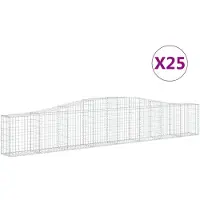 vidaXL Gabionen mit Hochbogen 25 Stk. 400x30x60/80 cm Verzinktes Eisen