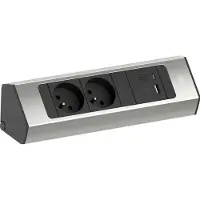 Bachmann CASIA 2 2x FR Steckdose UTE 1x USB-Charger A/C (932.003) Edelstahl-Optik, kurz