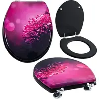 Grafner WC Sitz aus MDF stabile Qualität Pink Dahlia
