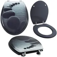 Grafner WC Sitz aus MDF stabile Qualität Black Stone