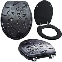 Grafner WC Sitz aus MDF stabile Qualität Black Drops mit Absenkautomatik Soft Close