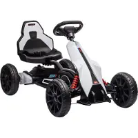 HOMCOM Kinder Elektro Gokart 12 V 3-5km/h Go Kart mit 2-Fach Modus Weiß
