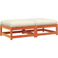 vidaXL Gartenhocker mit Kissen 2 Stk. Wachsbraun Massivholz Kiefer
