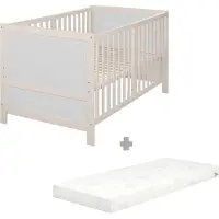Roba Babybett EASY SLEEP 70 x 140 cm inkl. Umbauecken + Matratze safe asleep Roll Air - Mitwachsendes Gitterbett 3-fach höhenverstellbar